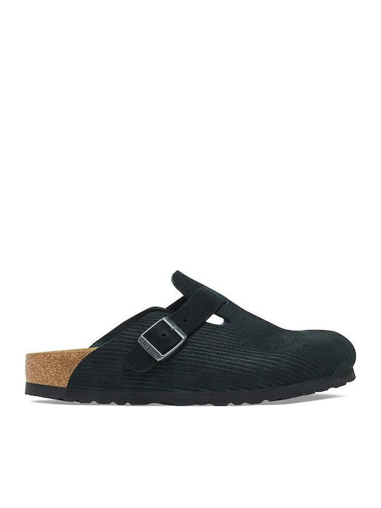 Birkenstock Classic Boston Vl Anatomical Leather Slippers Black