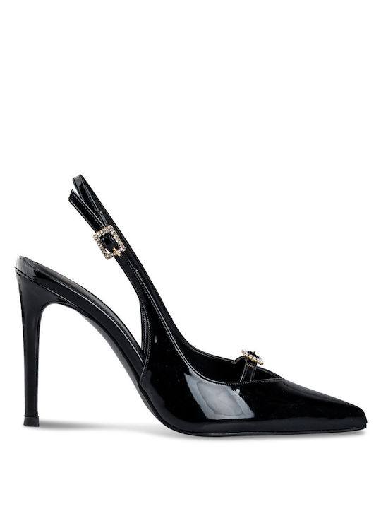 Envie Shoes Black Heels with Strap