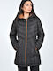 Women's Short Puffer Jacket Double Sided Waterproof and Windproof for Spring or Autumn Black