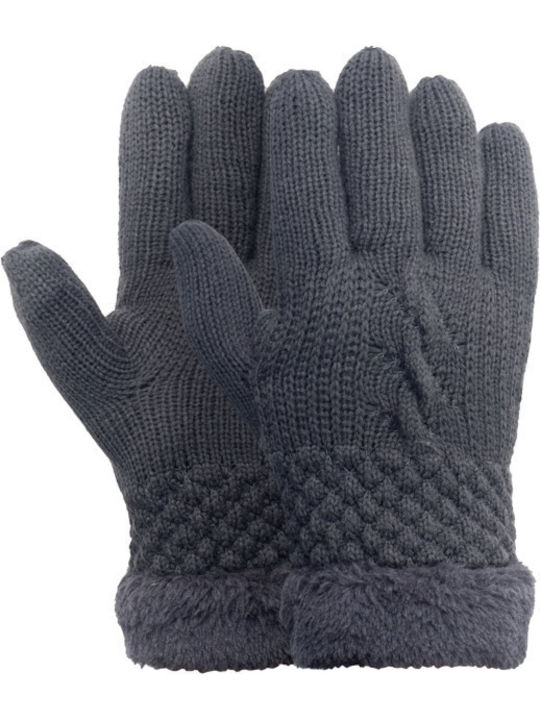 Women's Knitted Gloves with Fur Black