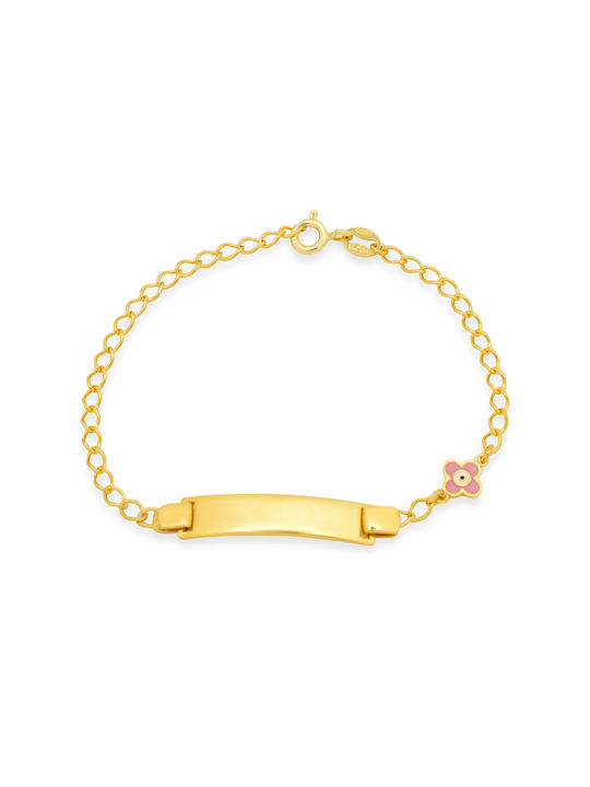 Goldjewels Kids Gold Plated Silver ID Bracelet with Cross for Girl