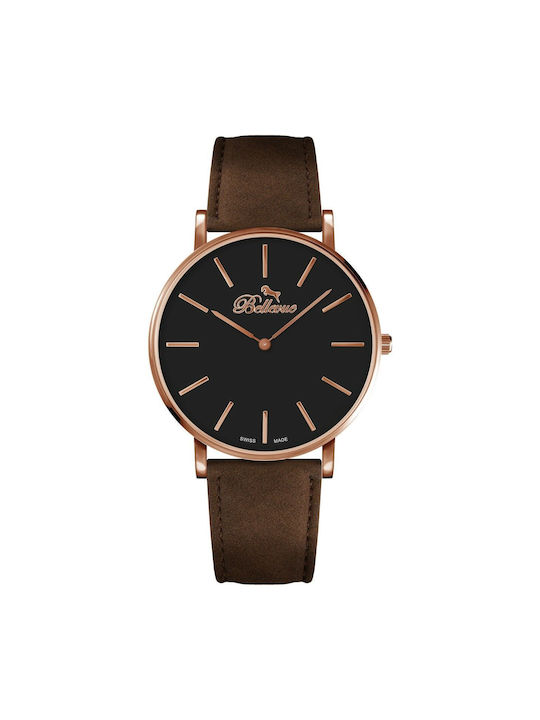 Bellevue Watch Battery with Brown Leather Strap