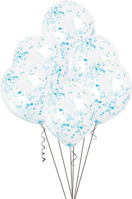 Set of 6 Balloons Latex Blue Boy Birth