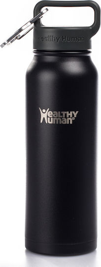Healthy Human Μπουκάλι Θερμός Ανοξείδωτο BPA Free 621ml Μαύρο με Καλαμάκι