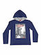Kinder-Sweatshirt mit Kapuze und Taschen Blau