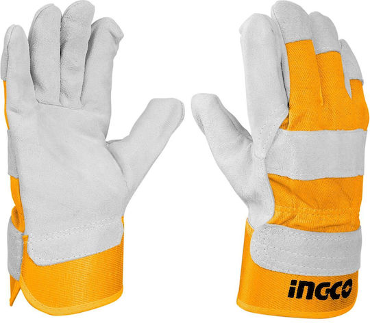 Ingco Gloves for Work Yellow Leather 1pcs