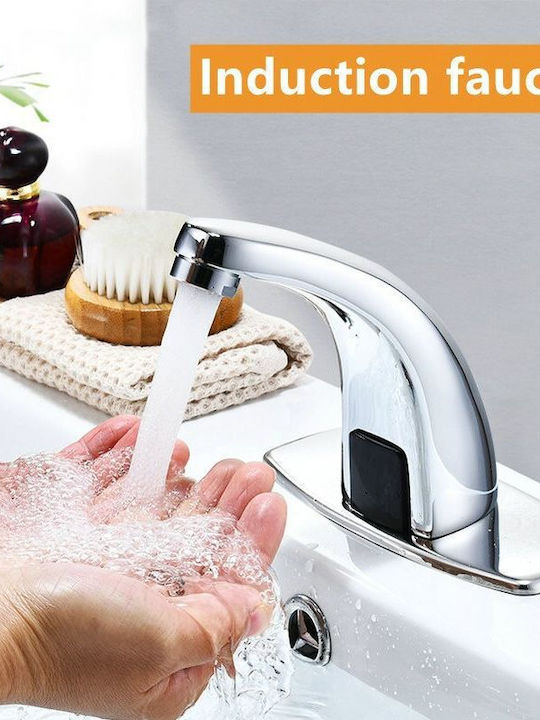 Mixing Sink Faucet with Photocell Sensor Silver