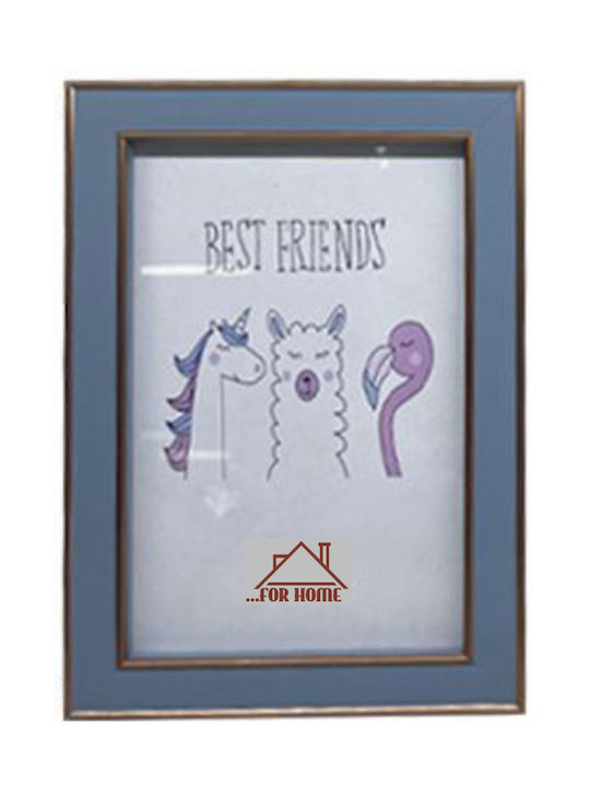 ForHome Wooden Photo Frame with Light Blue Frame