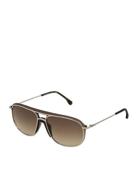 Lozza Unisex Sunglasses with Gray Frame and Brown Gradient Mirror Lens SL2338M 9905