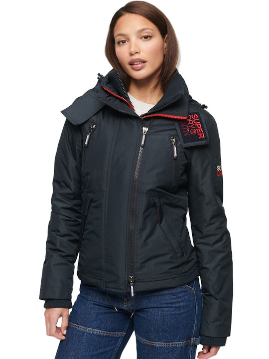 Superdry Mountain Windcheater Women's Short Lifestyle Jacket Windproof for Winter Nordic Chrome Navy