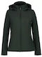 Icepeak Brenham Women's Hiking Short Sports Softshell Jacket Waterproof and Windproof for Winter with Hood Green