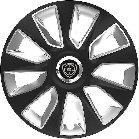 Versaco Car Hubcap Set Stratos Rc with Lancia Emblem 16" 4pcs Black