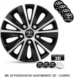 Versaco Car Hubcaps Rapide Nc 14" with Toyota Logo 4 Pieces Black TA-00102580