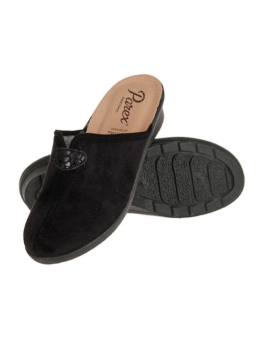 Parex Anatomical Leather Women's Slippers in Black color