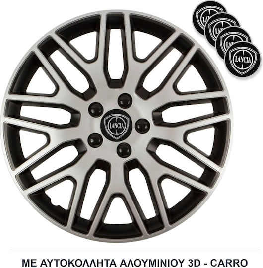 Versaco Σετ Τάσια Αυτοκινήτου Dakar με Σήμα Lancia 4τμχ 15" Ασημί