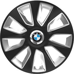 Versaco Car Hubcap Set Stratos Rc with Bmw Emblem 14" 4pcs Black /Silver