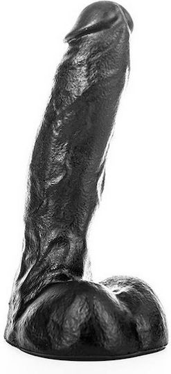 All Black Glass Dildo with Balls and Suction Cup Black 22cm