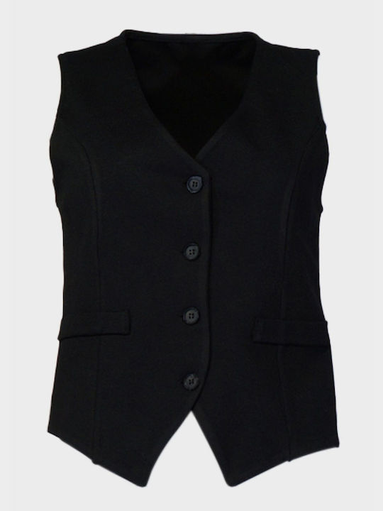 G Secret Women's Vest with Buttons Black