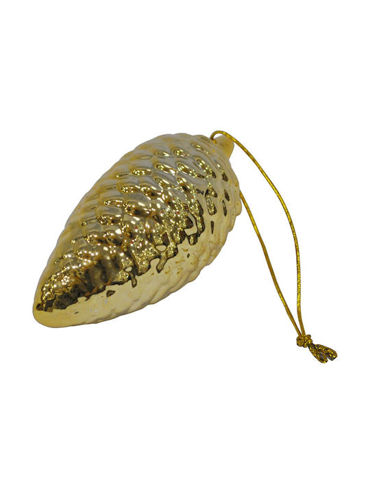 Hanging Ornament Pine Ceramic Gold 10x5cm