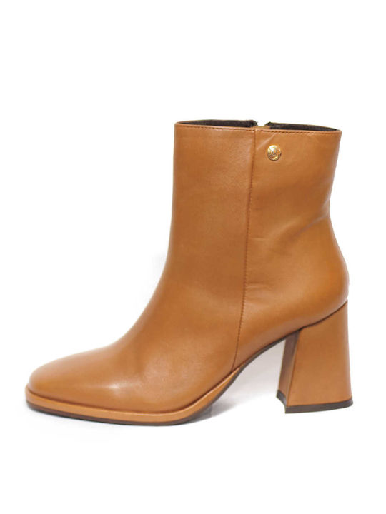 Top3 Leather Women's Ankle Boots Tabac Brown