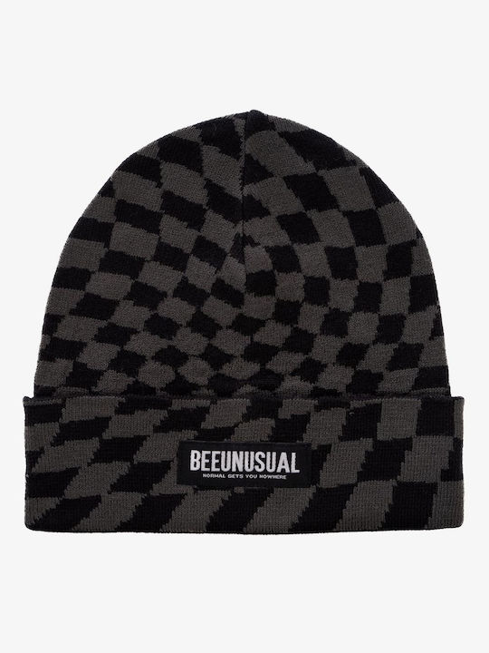 Bee. Unusual. Beanie Unisex Σκούφος Πλεκτός σε Μαύρο χρώμα