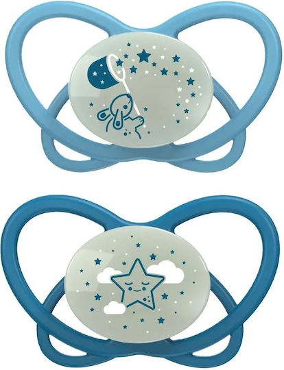 Nip Orthodontic Pacifiers Silicone Night Blue for 5-18 months 2pcs