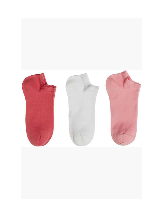 ME-WE Women's Solid Color Socks White / Pink / Red 3Pack