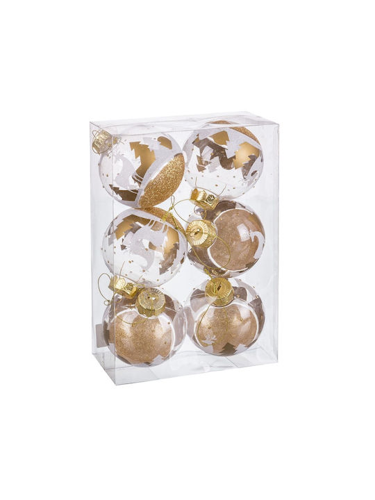 BigBuy Weihnachtshänger Kugel Ornament Plastik Gold S8804066