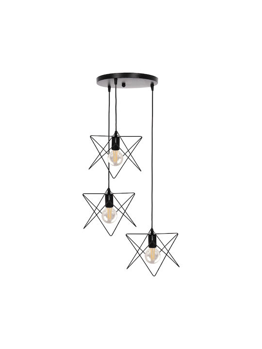 Freebox Pendant Light Three-Light for Socket E27 Black