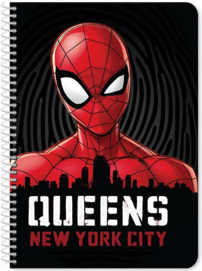Must Team Spiral Notebook Ruled A4 60 Sheets 2 Subjects Spiderman Black 1pcs