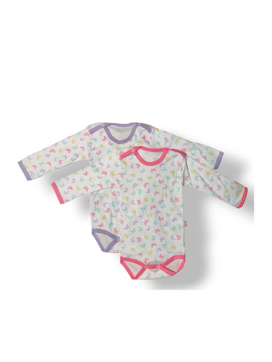 Babydom Langärmliges white, pink, lilac 2Stück