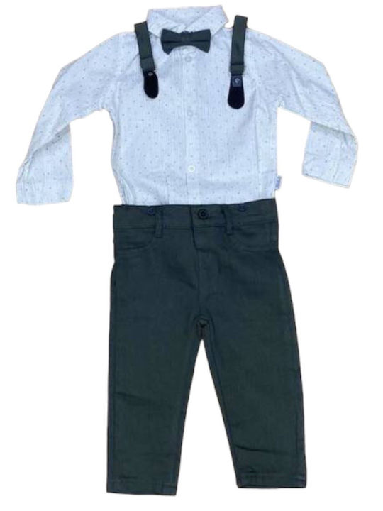 Terry Baby Bodysuit Set with Pants khaki 4pcs