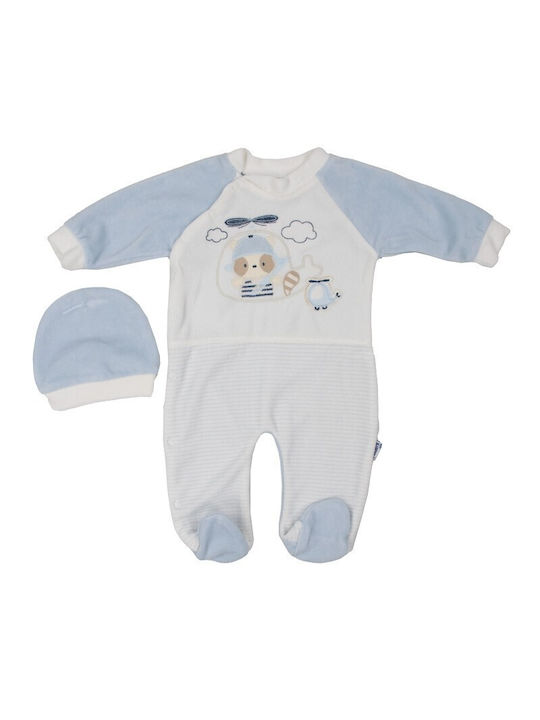 Annora Baby Set Body pentru Bebeluși Catifea Albastru deschis