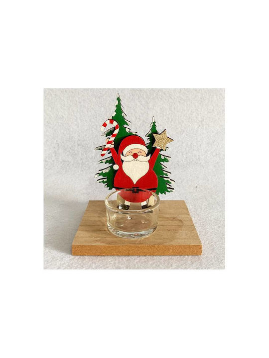 +Efo Christmas Wood Candlestick 12x10cm