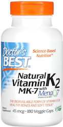 Doctor's Best Natural Vitamin K2 Mk7 With Menaq7 Vitamin for Immune 45mg Natural 180 veg. caps
