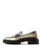 Δερμάτινα Γυναικεία Loafers σε Χρυσό Χρώμα