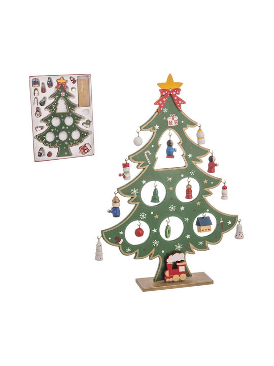 BigBuy Christmas Decorative Illuminated Wood Tree Adorned S8803498