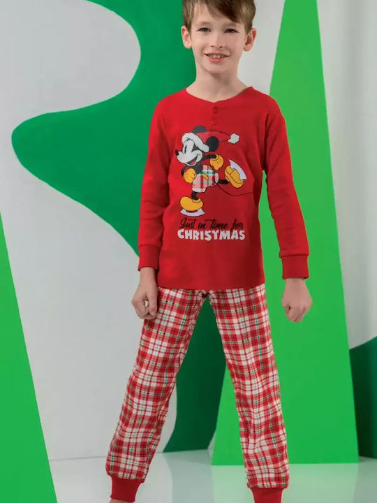 Sabor Kinder Schlafanzug Winterlich Baumwoll Rot