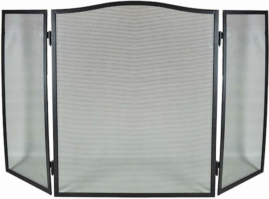 Metallic Fireplace Screen with 3 Panels 96.5x61cm Black