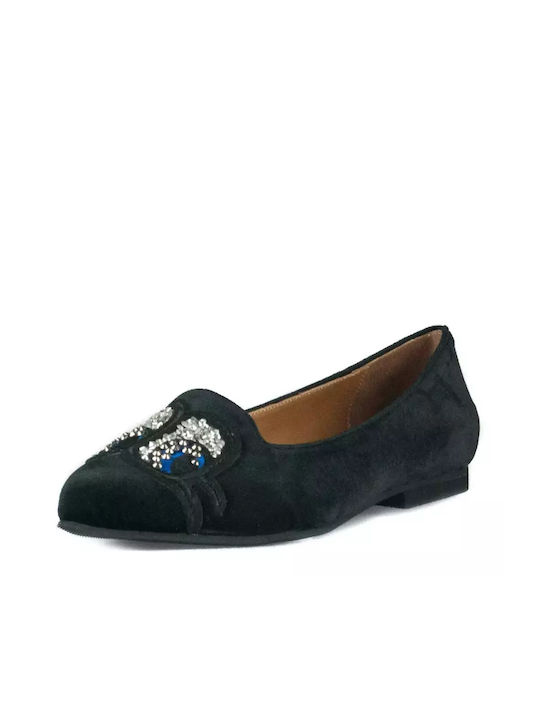 To Be Yourself Suede Ballerinas Black