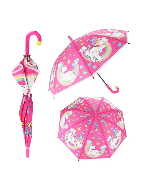 Arditex Kinder Regenschirm Gebogener Handgriff Rosa mit Durchmesser 80cm.