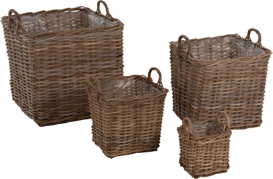 Freebox Rattan Decorative Baskets Set 4pcs