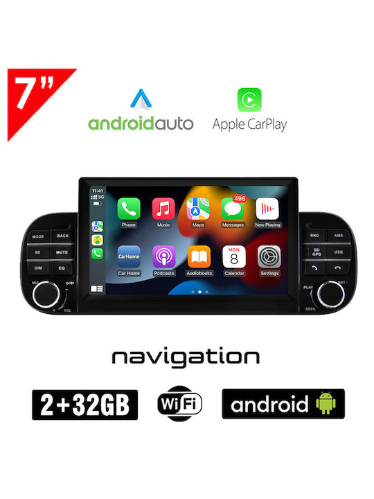 Car Audio System for Fiat Panda (Bluetooth/USB/WiFi/GPS/Apple-Carplay/Android-Auto) with Touchscreen 7"