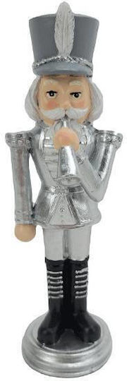 +Efo Nutcracker de Crăciun Argintiu din Polirosină Înălțime 21.5cm.