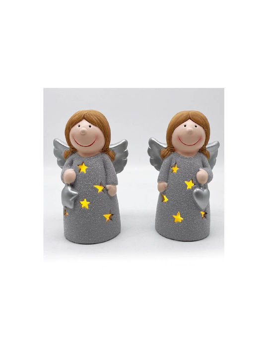 +Efo Christmas Ceramic Silver Battery Lantern 13.5x8.5cm 2pcs