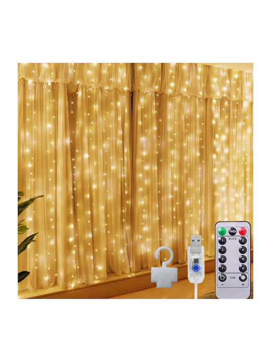 300 Λαμπάκια LED 3μ. x 300εκ. Θερμό Λευκό τύπου Κουρτίνα