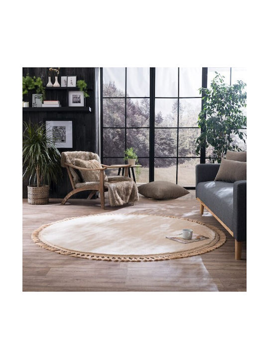 Teoran Softy Round Rug with Fringes 02