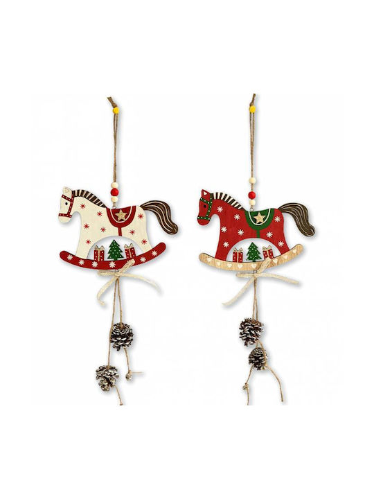 Hängendes Ornament Ηorse Hölzern 12x18.5cm Set 2Stück