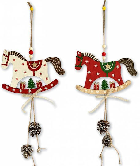 Hängendes Ornament Ηorse Hölzern 12x18.5cm Set 2Stück