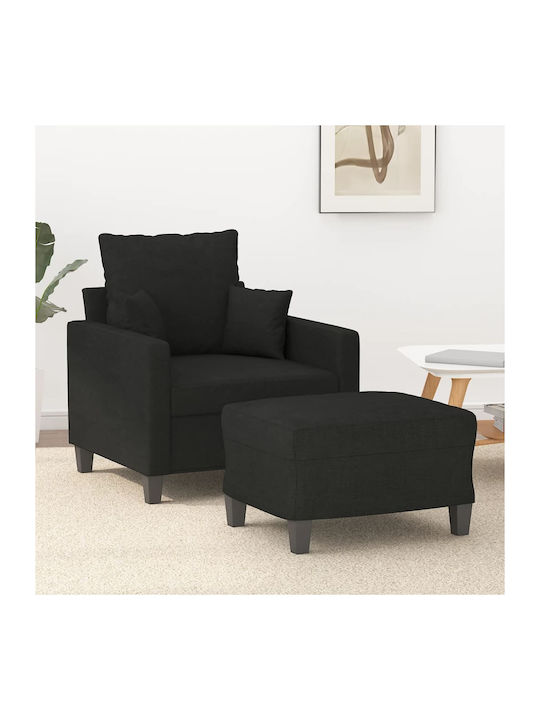 Sessel mit Fußhocker Schwarz 78x77x80cm